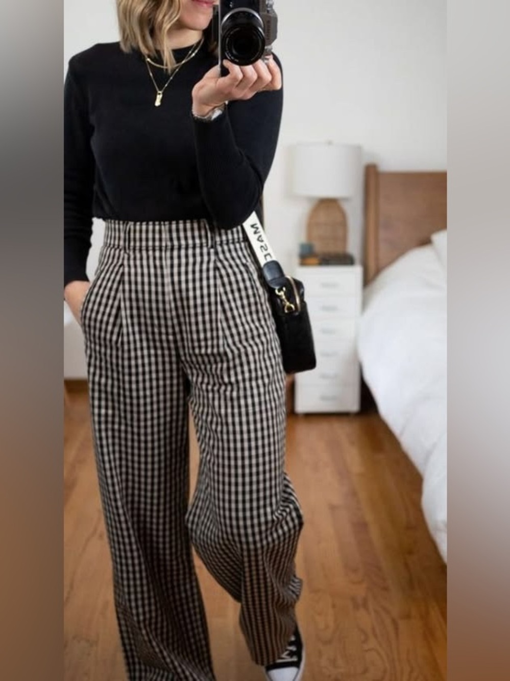 Everlane The Draper Pleated Pant In Buttersmooth Color Checkered 6 S